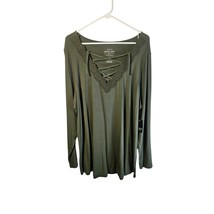 Torrid Women&#39;s Super Soft Knits Long Sleeve TShirt Green Size 3 NWT Tie Front - £18.44 GBP