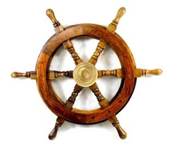 15&quot; Wooden Ship Wheel Pirate Nautical Boat Home Decor - £39.11 GBP