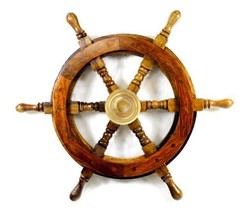 15&quot; Wooden Ship Wheel Pirate Nautical Boat Home Decor - £40.21 GBP