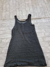 Merona Women M Black Silver Glitter Sparkle Soft Stretch Gray Tank Top D... - $11.95