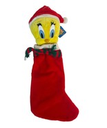 Vtg 1997 Tweety Bird Stuffed Plush 3D Christmas Stocking w/ Scarf Looney... - $21.77