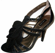  NEW NANETTE LEPORE 8 M  python suede stilettos heels shoes black ruffled snake - £79.63 GBP
