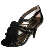  NEW NANETTE LEPORE 8 M  python suede stilettos heels shoes black ruffle... - £79.92 GBP