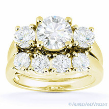 Forever Brilliant Moissanite 14k Yellow Gold Engagement Wedding Ring Bridal Set - £1,246.17 GBP+