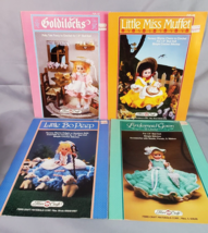 Fibre Craft Crochet 13 inch Bed Doll Patterns Fairy Tale &amp; Bridesmaid Lot of 4 - £13.25 GBP