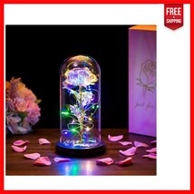 Romantic Galaxy Rose Gift for Mom - LED Illuminated Flower in Elegant Gl... - $618.88 MXN