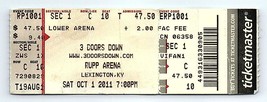 Entrada De Concierto De 3 Doors Down 1 De Octubre De 2011 Lexington Kentucky - £23.61 GBP