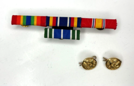 US Army Vintage 1990-2000&#39;s 4 Award Ribbon Dress Bar + 2pc Gold Eagle Buttons - £10.47 GBP