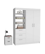 Karval 2 Piece Bedroom Set, Armoire + Nightstand, White - $33,337.84 MXN