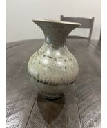 Dempsey Carpenter Stoneware Fluted Vase Tan Grey Speckled Glaze Signed 5... - $24.74
