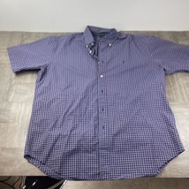 Ralph Lauren Shirt Mens M Short Sleeve Purple Check Button 100% Cotton Blake - £9.57 GBP