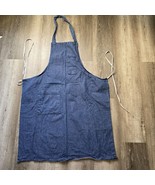 Embroidered Bib Apron Denim Blue Jean Pockets Tie Unisex Barbeque Painti... - £15.75 GBP