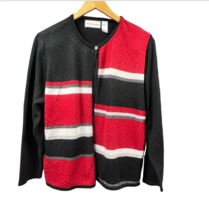 Alfred Dunner Sweater Women LG Colorblock Cardigan Grandmacore Christmas... - £15.19 GBP