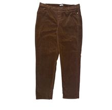 J Jill Corduroy Chocolate Brown Pants Pull On Elastic Waist 5 Pockets Si... - $24.95