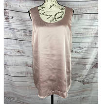 Chicos 2 Satin Tank Blouse Top Womens L Sleeveless Scoop Neck Dusty Rose Pink - £10.85 GBP