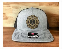 EMT Firefighter Custom Leather Badge Richardson 112 Hat - $26.72