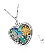925 Sterling Silver Butterfly Sunflower Urn Necklace for Ashes Abalone S... - $3,219.20 MXN