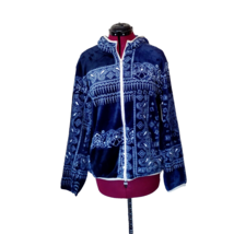 BP Jacket Navy Bandana Patchwork Women Hooded Siize Small Full Zip Pockets - €38,02 EUR