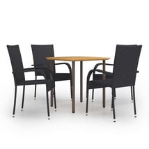 5 Piece Garden Dining Set Poly Rattan Black - £186.26 GBP