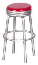 Dollhouse Miniature - 1950&#39;s Metal Stool Style Furniture - Red Top - £10.35 GBP