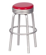 Dollhouse Miniature - 1950&#39;s Metal Stool Style Furniture - Red Top - $12.99