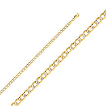 14k Two-tone Gold 4.3mm White Pave Hollow Cuban Unisex Chain Necklace - $614.70+