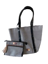 Mary Kay Purse Black &amp; White Art Deco Lattice Tote and Zippered Makeup Pouch - £12.10 GBP