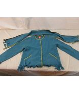Adult Women&#39;s Hearts Of Palm Blue Brown 100% Wool Sweatshirt Scarf Combo... - €15,63 EUR