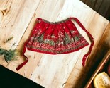 Vintage Christmas Red Half Apron w/Animals and Christmas Trees Holly Dno... - £21.75 GBP