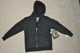 Boys Jacket Emachine Black Hooded Long Sleeve Zip Up Fleece Lined-size S - £17.84 GBP