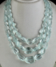 Natural Blue Aquamarine Beads Tumble Facets 3L 1228 Carats Beaded Stone Necklace - £1,594.71 GBP