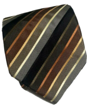 Tie Men Striped Croft &amp; Barrow Black Brown Silver Gold  Stripes W 3-1/4&quot;... - £6.39 GBP