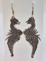Sterling Silver Earrings Phoenix Bird Fine Jewelry 9.24g Hook Back Dangle  - £31.92 GBP