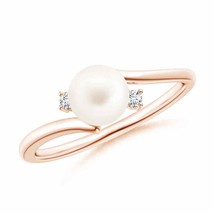 ANGARA Freshwater Pearl Bypass Engagement Ring for Women in 14K Solid Gold - £245.21 GBP