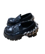 Wooden House Womens 35 5 black slip on Chunky Heel Thick Y2K Chain Detai... - $28.70