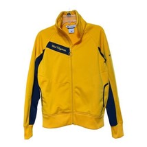 West Virginia University Womens Gold Blue Columbia Track Zip Jacket Large - £15.66 GBP