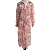 Zara Womens Shirt Dress Pink Floral Sheer Button Up Long Sleeve Button M... - $26.72