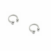 Barbell Horseshoe Silver Tone Stainless Steel Unisex Earrings Lip Ear Nose Ring - £6.82 GBP