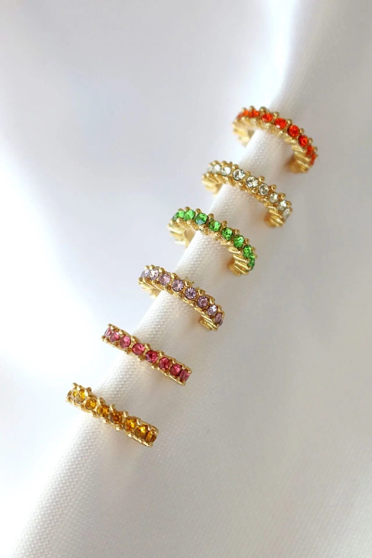 Rainbow Dust 18K Gold Ear Cuff | Hypoallergenic &amp; Nickel-Free Jewelry - Red - $28.36