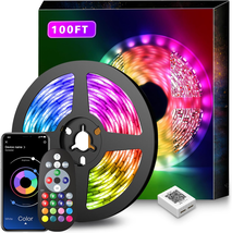 Nexillumi 100Ft Music Sync Color Changing LED Strip Lights with Remote, App Cont - £10.95 GBP