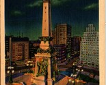 Soldiers and Sailors Monument Night View Circle Indianapolis IN Postcard C6 - $2.92