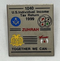 Zuhrah 1040 US Tax Return Masonic Masons Shriner Enamel Lapel Hat Pin Pi... - $7.95