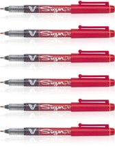 Pilot Red V Sign Pen Liquid Ink Medium 2mm Nib Tip 0.6mm V-Sign Fibre Tip Point - £4.42 GBP+