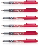 Pilot Red V Sign Pen Liquid Ink Medium 2mm Nib Tip 0.6mm V-Sign Fibre Ti... - £4.96 GBP+