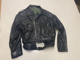 Vintage Leather Motorcycle Jacket Black Armpit/armpit 22&quot; (mc761) - £55.17 GBP