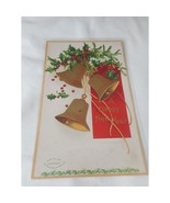Vintage New Year&#39;s Postcard unposted used Bells Holly Embossed Ellen Cla... - $163.68 MXN
