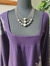 Apt.9 Women&#39;s Purple 100% Acrylic Long Sleeve Square Neck Top Shirt Size Large - £19.98 GBP