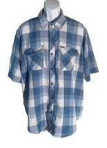 ORVIS Men&#39;s Short Sleeve Button Down Plaid Outdoor Shirt Blue XXL - $10.88