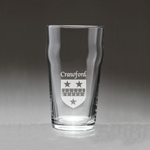 Crawford Irish Coat of Arms Pub Glasses - Set of 4 (Sand Etched) - £54.52 GBP