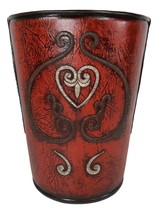 Western Cowgirl Red Valentines Love Heart Lace Scrollwork Waste Basket Trash Bin - £33.21 GBP